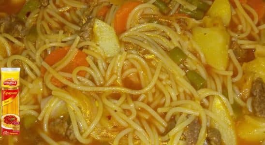 receita de sopa de macarrão com batata