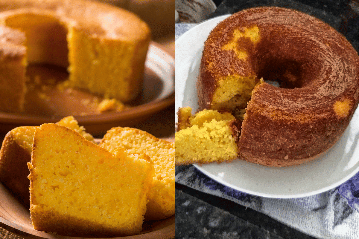 Receita de bolo de flocão cremoso fácil e rápido ideal para o café da manhã ou lanche