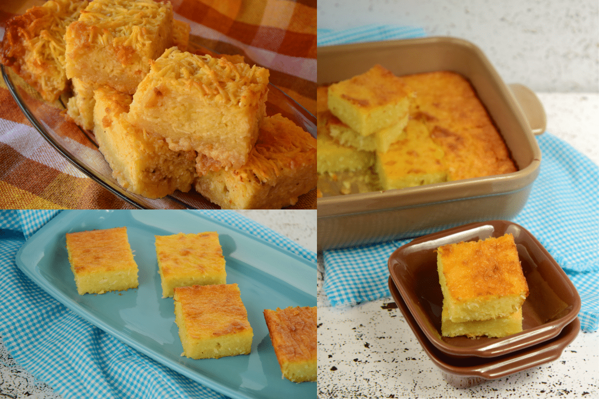 Bolo de mandioca crua de liquidificador com farinha de trigo 