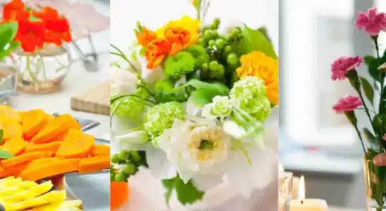 Decoração de Mesa com frutas e flores