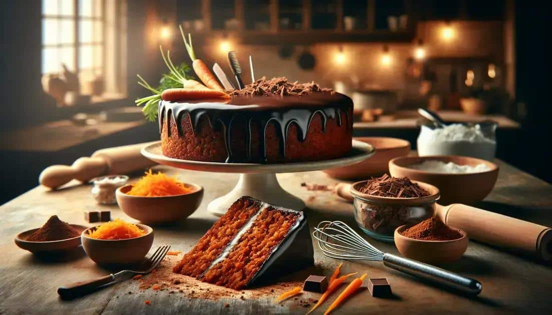 Bolo de cenoura com cobertura de Chocolate fácil