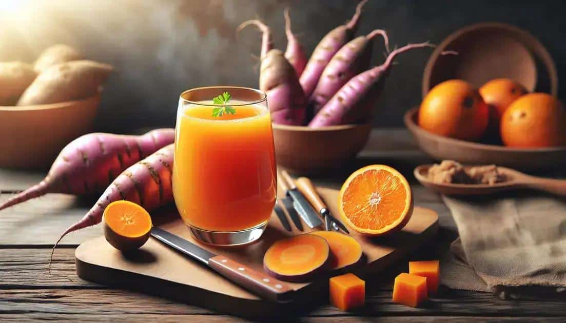 Receita de suco de inhame com laranja delicioso para o lanche