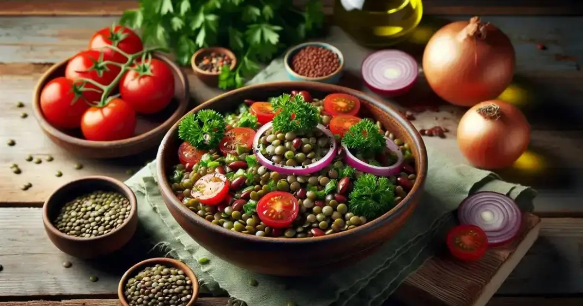 Salada de Lentilha com Tomate e Cebola Roxa