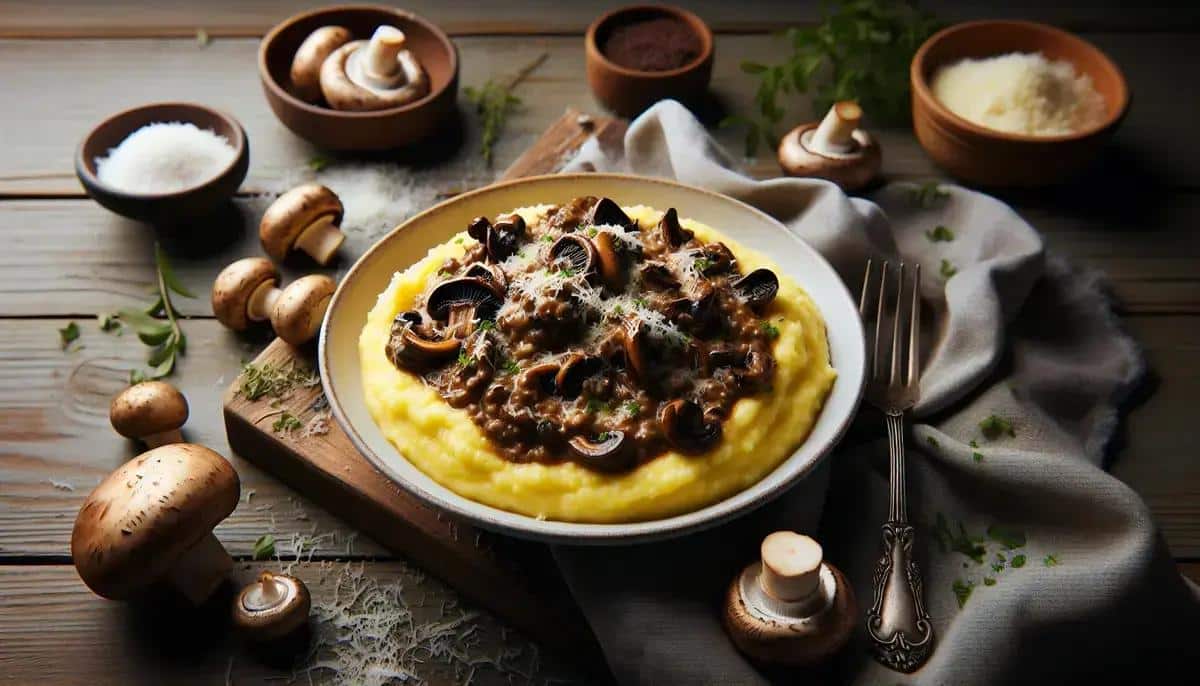 Polenta Cremosa com Ragu de Cogumelos