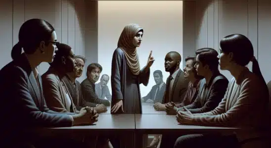 Cena de reunião com pessoa interrompendo, demonstrando sinais que mostram você é uma pessoa inconveniente