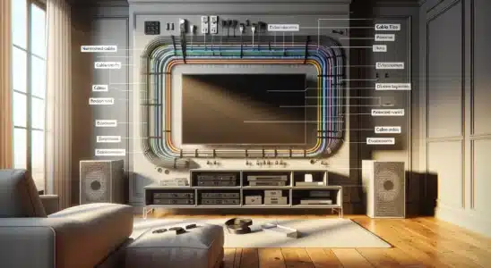 Imagem de capa mostrando organização cabos 2025 passo atrás da TV com braçadeiras e canaletas discretas