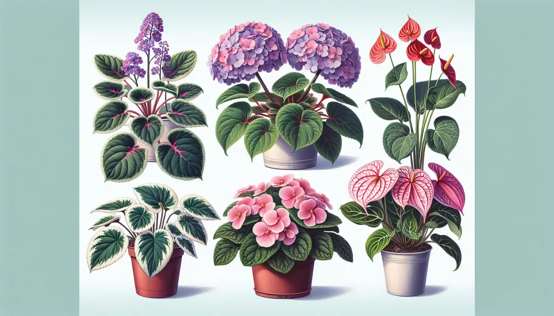 Plantas floridas para iniciantes: 4 espécies resistentes e fáceis de cuidar em apartamentos, violeta-africana, begônia, hortênsia e antúrio, cuidados práticos